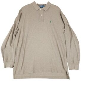 Polo Ralph Lauren Long‎ Sleeve Shirt Mens XL Tan Pima Cotton Embroidered Pony